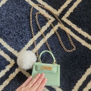 Mint Green Mini Crossbody Bag with Gold Chain